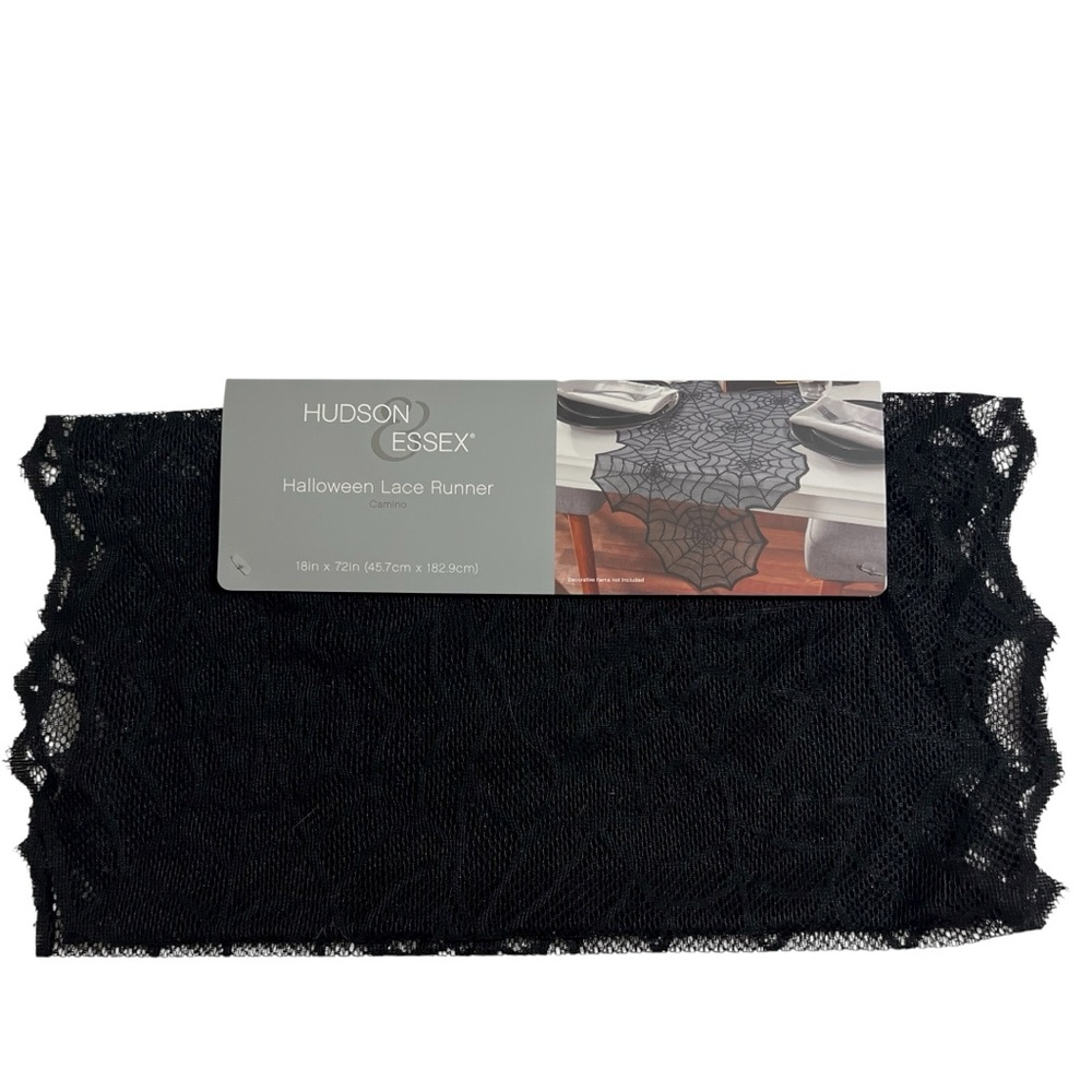 Hudson Essex Halloween Black Lace Spider Web Table Runner 72 X 18 Inch New